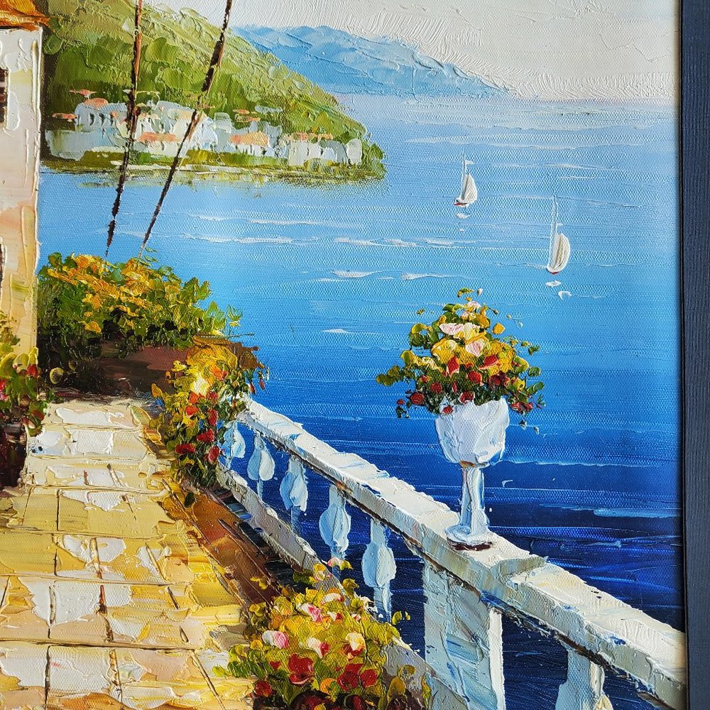 Sunny Bay, Oil On Canvas Painting, 20 x 24 - Picture 2 of 5